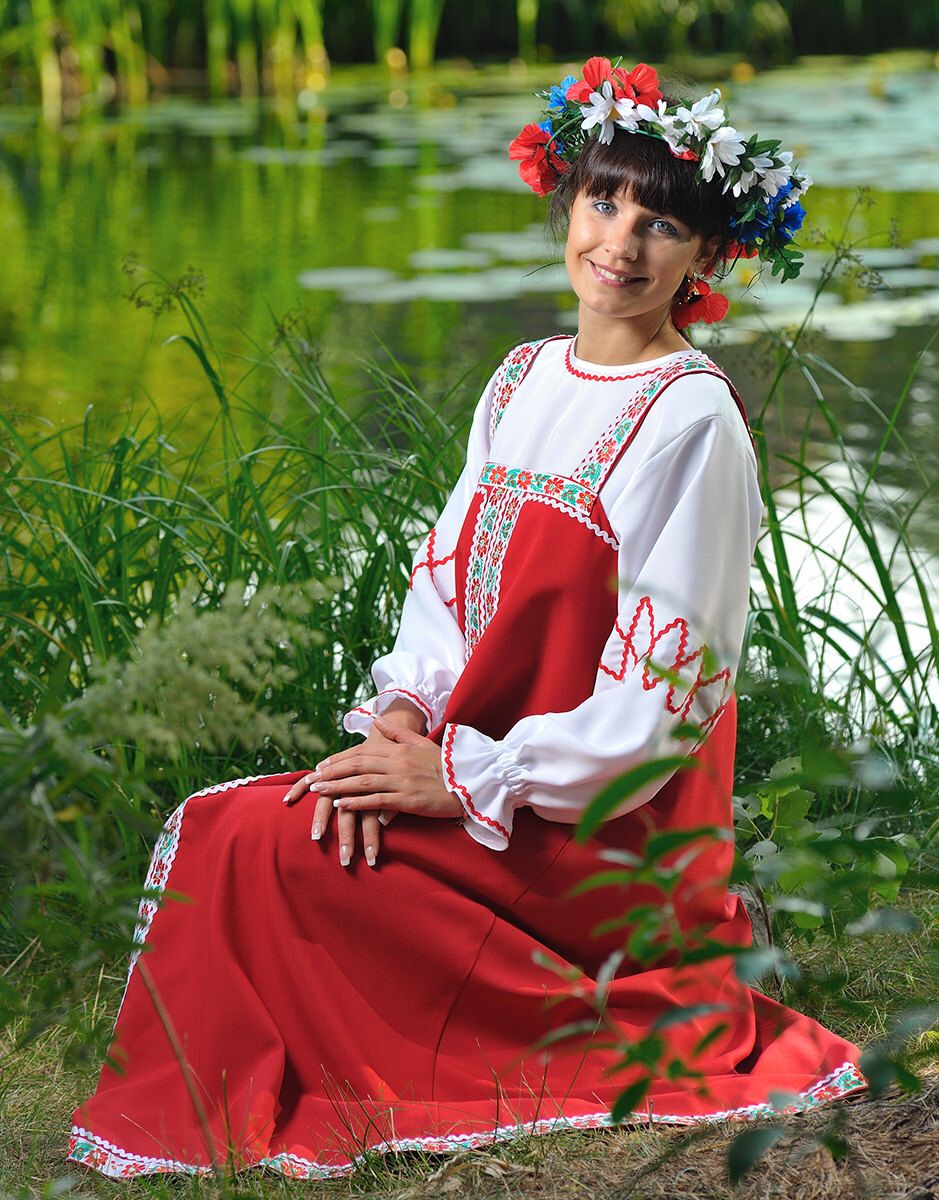 Beautiful girl Girls in Slavic costumes in Manaus